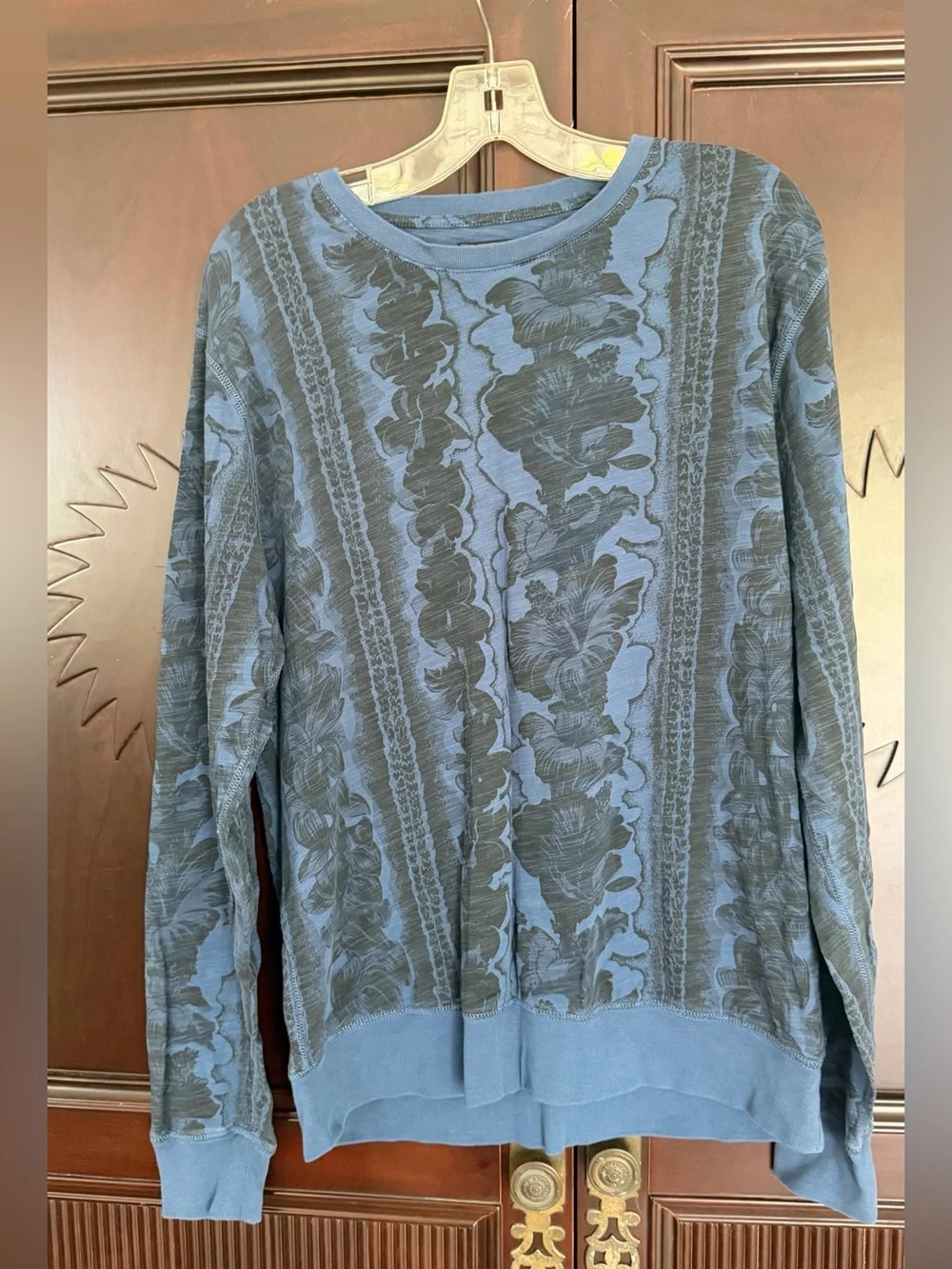 LUCKY BRAND Men’s Hawaiian Print Cotton Blend Boho Floral Light Sweatshirt Size